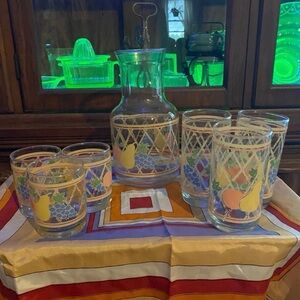 Vintage Libbey Fruit Pattern Glassware Set